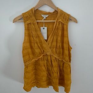 Lucky Brand NWT S Yellow V-Neck Ruffled Tank Top